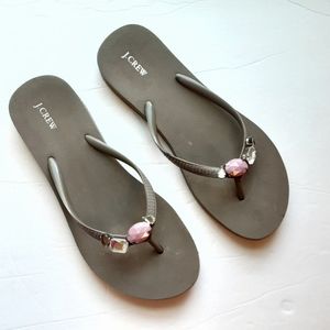 J. Crew Jeweled Flip Flops Size 9